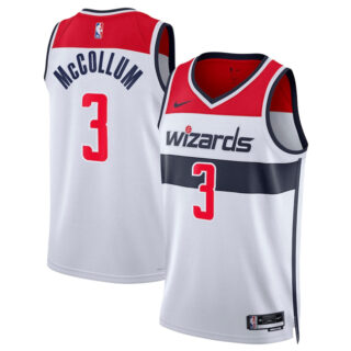 Men's Washington Wizards #3 CJ McCollum White Association Edition Stitched Basketball Jersey