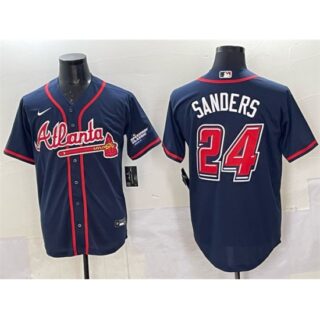 Men's Atlanta Braves #24 Deion Sanders Navy 2025 Speedway Classic Alternate Stitched Baseball Jersey