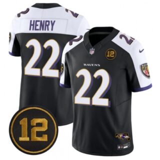 Men's Baltimore Ravens #22 Derrick Henry Black Alternate 2025 F.U.S.E Jacoby Jones Vapor Limited Football Jersey