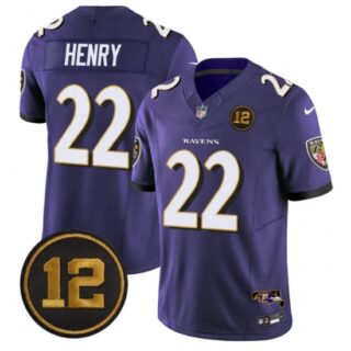 Men's Baltimore Ravens #22 Derrick Henry Purple 2025 F.U.S.E Jacoby Jones Vapor Limited Football Jersey