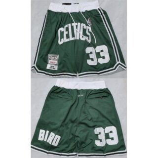Men's Boston Celtics #33 Larry Bird Green Shorts (Run Small)