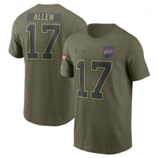 Men's Buffalo Bills #17 Josh Allen Olive 2025 Salute to Service Name & Number T-Shirt