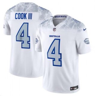 Men's Buffalo Bills #4 James Cook III White 2025 F.U.S.E. Rivalry SeriesVapor Untouchable Limited Stitched Football Jersey