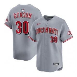 Men's Cincinnati Reds #30 Will Benson Gray Road Limited Stitched Baseball Jersey