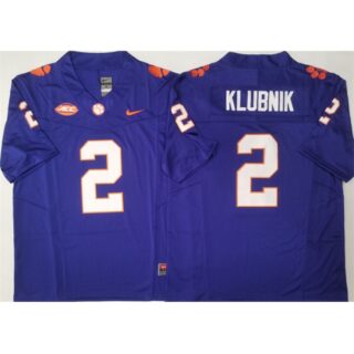 Men's Clemson Tigers #2 Cade Klubnik Purple F.U.S.E. Stitched Football Jersey