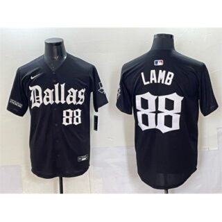 Men's Dallas Cowboys #88 CeeDee Lamb Black 'Gothic Lone Star Edition' Limited Stitched Baseball Jersey