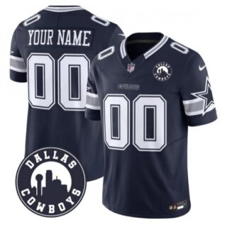 Men's Dallas Cowboys Active Player Custom Navy 2025 F.U.S.E Dallas City Patch Vapor Untouchable Limited Football Stitched Game Jersey