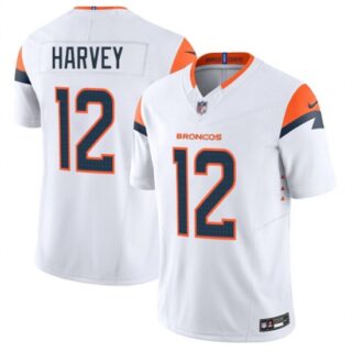 Men's Denver Broncos #12 RJ Harvey White 2025 F.U.S.E. Vapor Limited Football Stitched Jersey