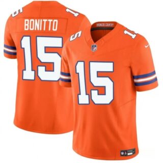 Men's Denver Broncos #15 Nik Bonitto Orange F.U.S.E. Mile High Collection 1977 Throwback Vapor Limited Football Stitched Jersey