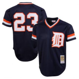 Men's Detroit Tigers #23 Kirk Gibson Navy Throwback Stitched Baseball Jersey