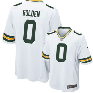 Men's Green Bay Packers #0 Matthew Golden Away Game White Jersey