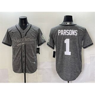 Men's Green Bay Packers #1 Micah Parsons Gray Cool Base Stitched Baseball Jersey