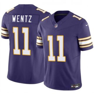 Men's Minnesota Vikings #11 Carson Wentz Purple 2025 F.U.S.E. Throwback Vapor Untouchable Limited Football Stitched Jersey