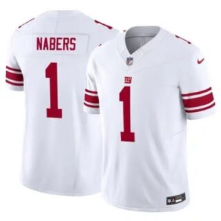 Men's New York Giants #1 Malik Nabers White Vapor Stitched Jersey