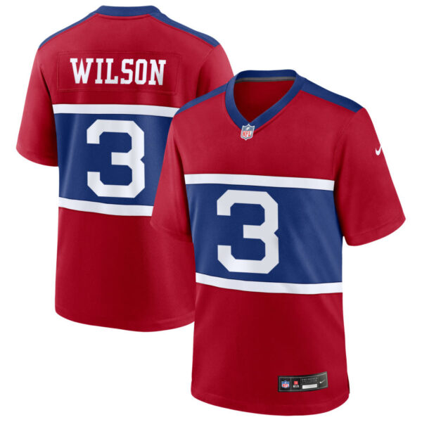 Men's New York Giants #3 Russell Wilson Alternate Game Century Red Jersey