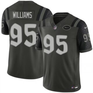 Men's New York Jets #95 Quinnen Williams Black 2025 F.U.S.E. Rivalry Series Vapor Limited Football Stitched Jersey