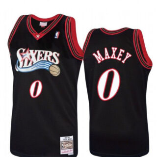 Men's Philadelphia 76ers #0 Tyrese Maxey Mitchell & Ness Black 1997-98 Jersey