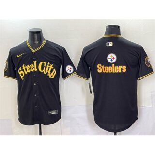 Men's Pittsburgh Steelers Blank Black 412 Vapor Premier Limited Stitched Baseball Jersey
