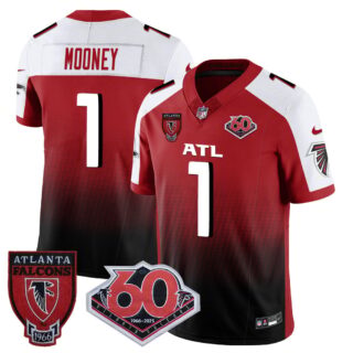 Men's Atlanta Falcons #1 Darnell Mooney 60th Season Vapor Limited Red Alternate Jerseys