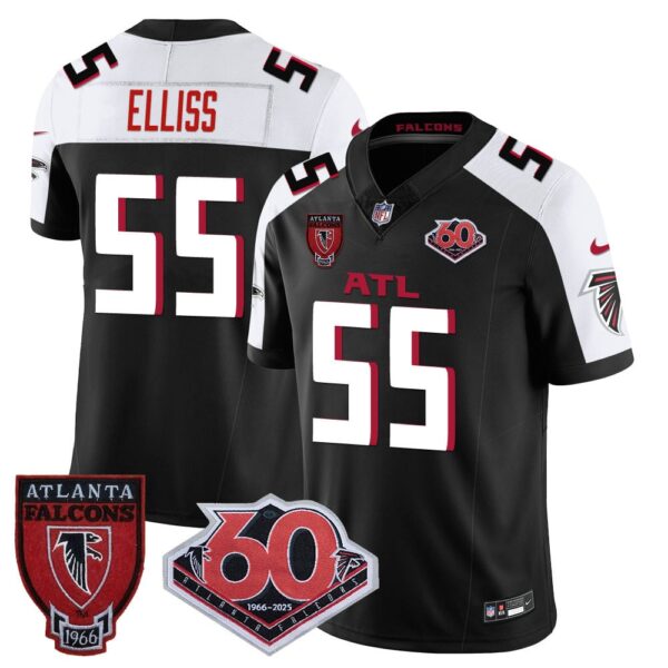 Men's Atlanta Falcons #55 Kaden Elliss 60th Season Vapor Limited Black Alternate Jerseys