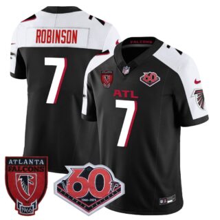 Men's Atlanta Falcons #7 Bijan Robinson 60th Season Vapor Limited Black Alternate Jerseys