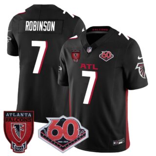 Men's Atlanta Falcons #7 Bijan Robinson 60th Season Vapor Limited Black Jerseys