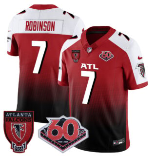 Men's Atlanta Falcons #7 Bijan Robinson 60th Season Vapor Limited Red Alternate Jerseys