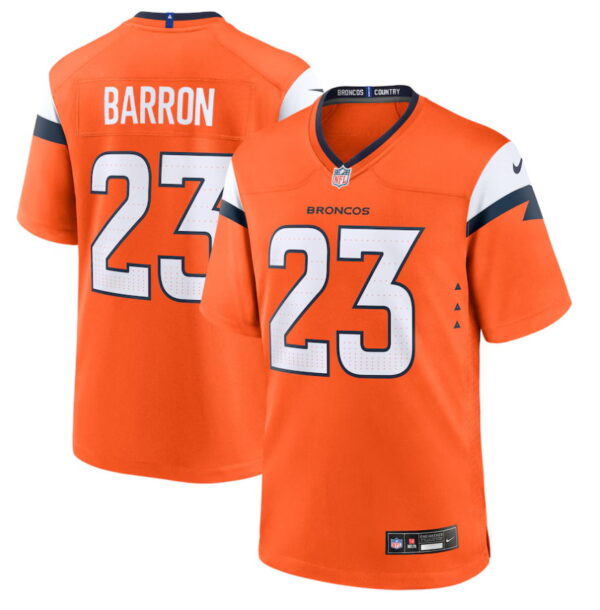 Men's Denver Broncos #23 Jahdae Barron 2025 Draft First Round Pick Game Jersey - Orange