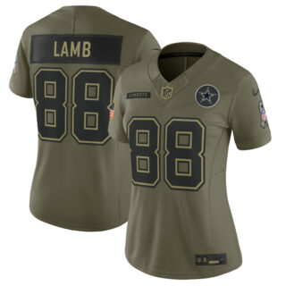 Women's Dallas Cowboys #88 CeeDee Lamb Olive 2025 Salute to Service Limited Stitched Football Jersey(Run Small)