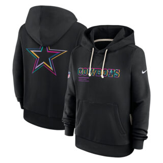 Women's Dallas Cowboys Black 2025 Crucial Catch Club Pullover Hoodie(Run Small)