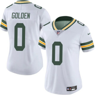 Women's Green Bay Packers #0 Matthew Golden White 2025 Draft Vapor Untouchable Limited Stitched Football Jersey(Run Small)