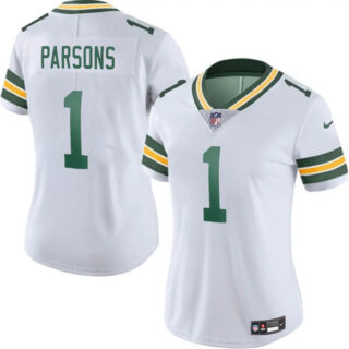 Women's Green Bay Packers #1 Micah Parsons White 2025 Vapor Untouchable Limited Stitched Football Jersey(Run Small)