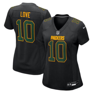 Women's Green Bay Packers #10 Jordan Love Black Fashion Stitched Game Jersey(Run Small)