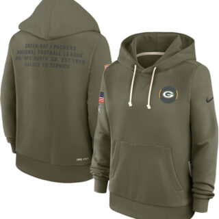 Women's Green Bay Packers Olive 2025 Salute to Service Sideline Standard Issue Dri-FIT Hoodie(Run Small)