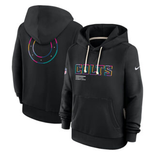 Women's Indianapolis Colts Black 2025 Crucial Catch Club Pullover Hoodie(Run Small)