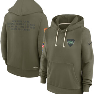 Women's New York Jets Olive 2025 Salute to Service Sideline Standard Issue Dri-FIT Hoodie(Run Small)