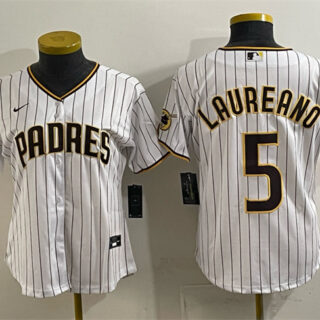 Women's San Diego Padres #5 Ramon Laureano White Stitched Baseball Jersey(Run Small)