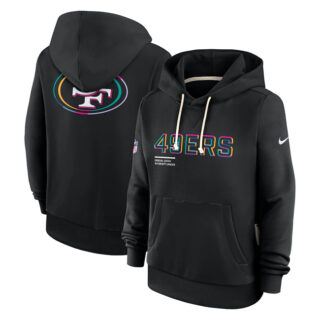 Women's San Francisco 49ers Black 2025 Crucial Catch Club Pullover Hoodie(Run Small)