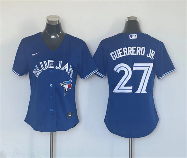 Women's Toronto Blue Jays #27 Vladimir Guerrero Jr. Blue Cool Base Stitched Baseball Jersey(Run Small)