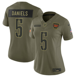 Women's Washington Commanders #5 Jayden Daniels Olive 2025 Salute to Service Limited Stitched Football Jersey(Run Small)