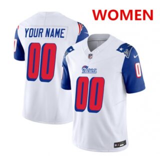 Women's new england patriots active player custom white blue 2023 f.u.s.e. throwback limited football stitched jersey