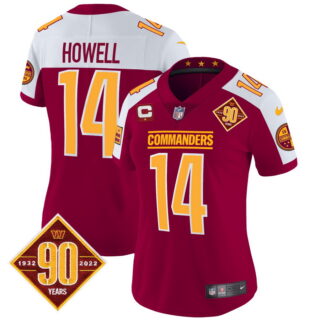Women's Washington Commanders #14 Same Howell 90th Anniversary Patch Vapor Burgundy Alternate