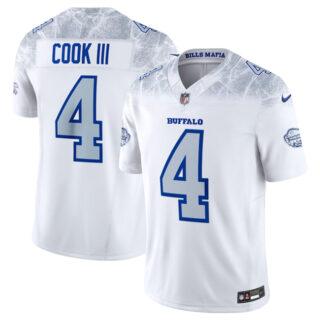 Youth Buffalo Bills #4 James Cook III White 2025 F.U.S.E. Rivalries Vapor Untouchable Stitched Football Jersey