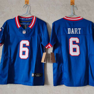 Youth New York Giants #6 Jaxson Dart Blue 2025 Draft F.U.S.E. Throwback Untouchable Limited Stitched Jersey