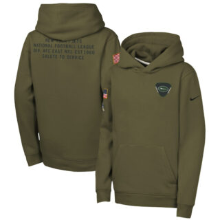 Youth New York Jets Olive 2025 Salute to Service Club Fleece Hoodie