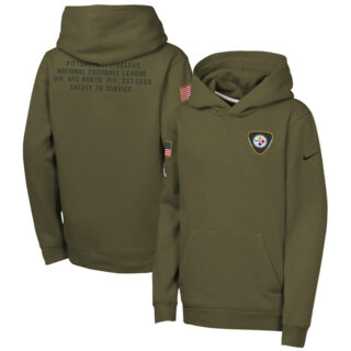 Youth Pittsburgh Steelers Olive 2025 Salute to Service Club Fleece Hoodie