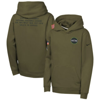 Youth Seattle Seahawks Olive 2025 Salute to Service Club Fleece Hoodie