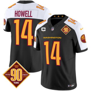 Men's Washington Commanders #14 Same Howell 90th Anniversary Patch Vapor Limited Jersey V3 Black Alternate