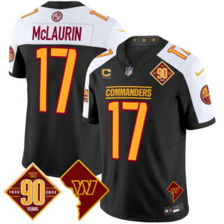 Men's Washington Commanders #17 Terry McLaurin 90th Anniversary & Home Patch Vapor Limited Jersey Black Alternate