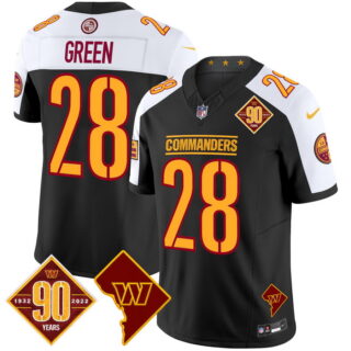 Men's Washington Commanders #28 Darrell Green 90th Anniversary & Home Patch Vapor Limited Jersey Black Alternate